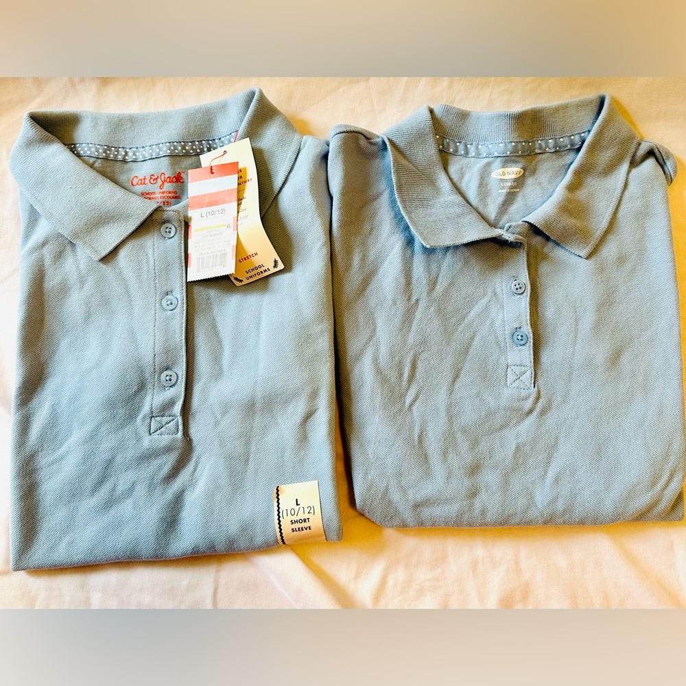 Two girls school uniform polo shirts